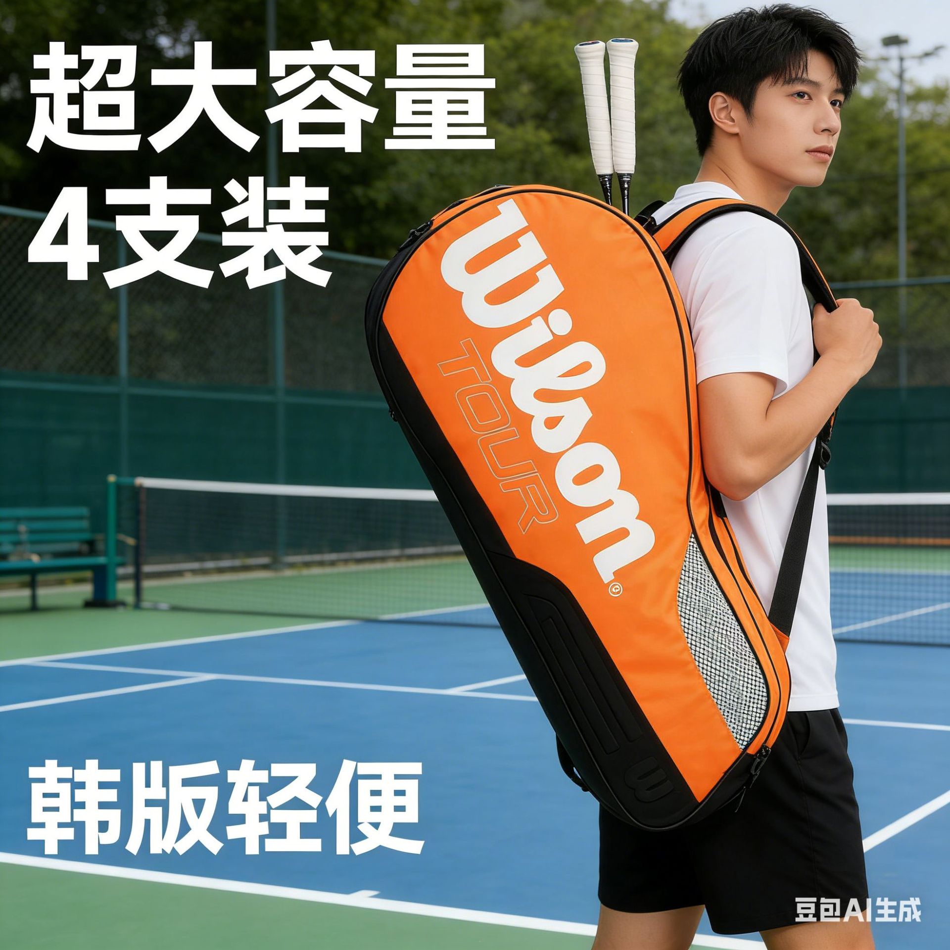 Cross-Border Exclusive Supply of Wlogo Single-Shoulder Professional Tennis Bag for Men and Women, Large Capacity, Thickened Portable Sports Bag, Special Bag