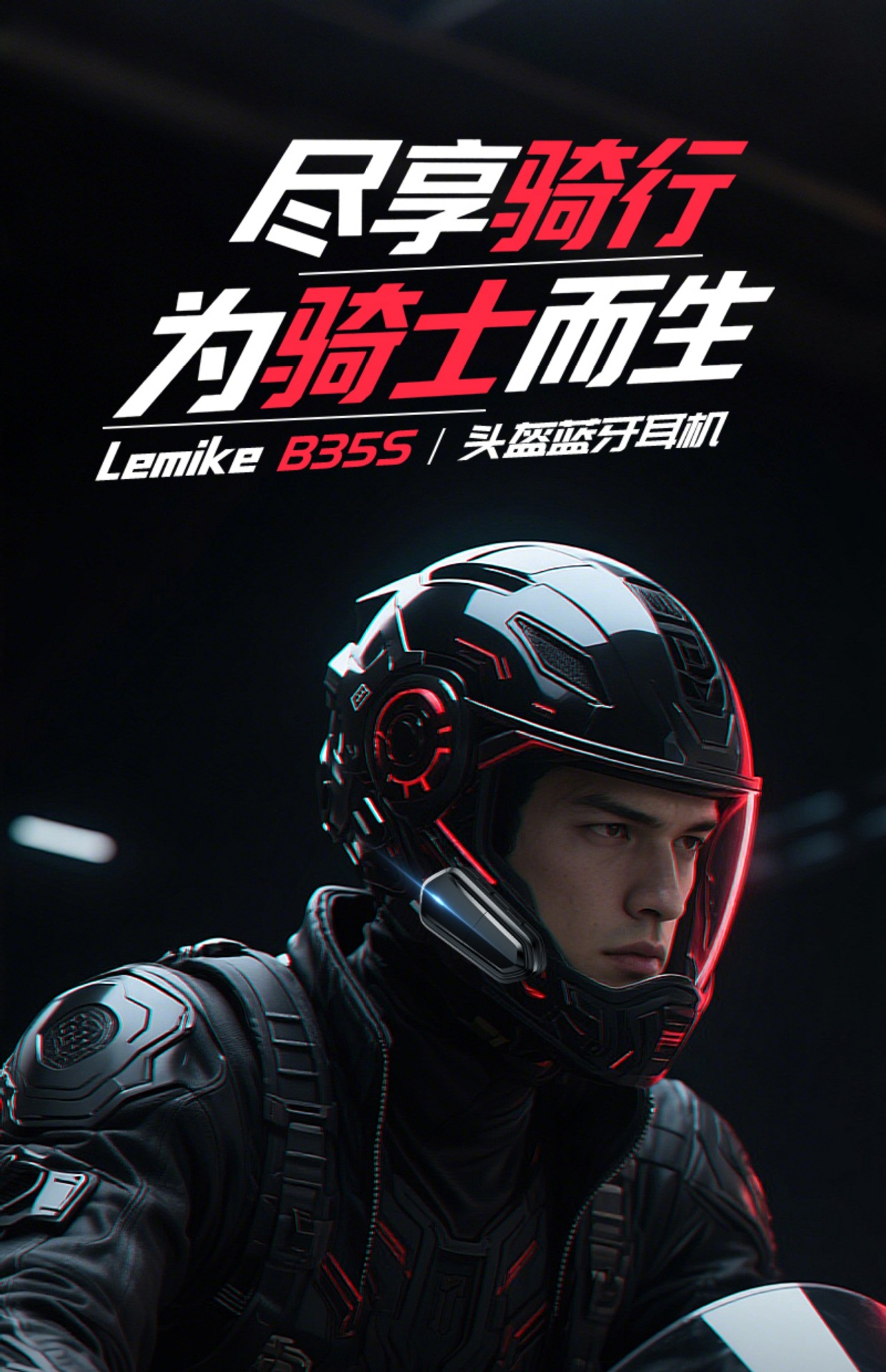 Suitable for Lemai B35S Motorcycle Helmet Bluetooth Headset Full-Face Half-Face Long-Life Waterproof Wireless Intercom