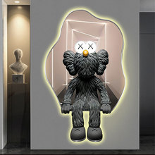 Kaws潮牌玄关装饰画创意led灯画卡通轻奢大气客厅挂画氛围发光画