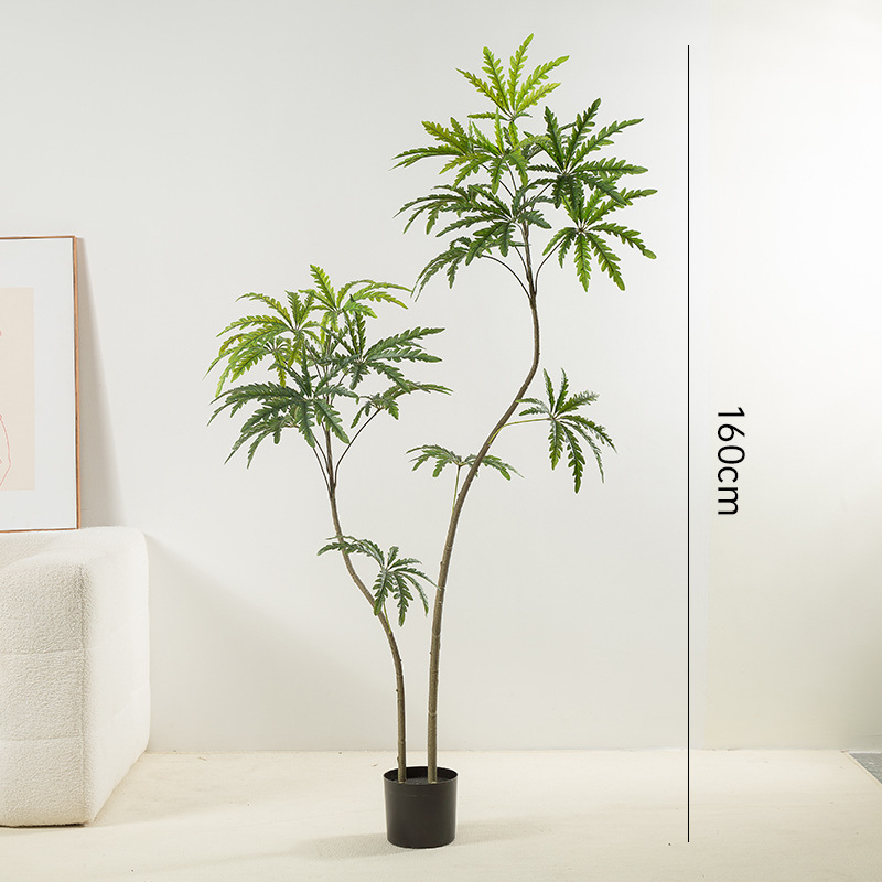 Simulación de plantas verdes, sensación avanzada de madera de pavo real, decoración de interiores para el hogar, plantas de adorno de piso, plantas en macetas, ventanas, plantas de árboles falsos
