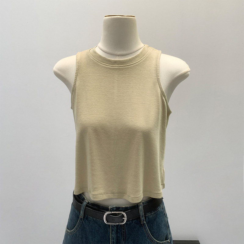 White Crop Top Loose Camisole for Women, 2026 Summer New Style, Simple Loose Fit, Slimming Hot Girl Style Top White Crop Top Loose Camisole for Women, 2026 Summer New Style, Simple Loose Fit, Slimming Hot Girl Style Top