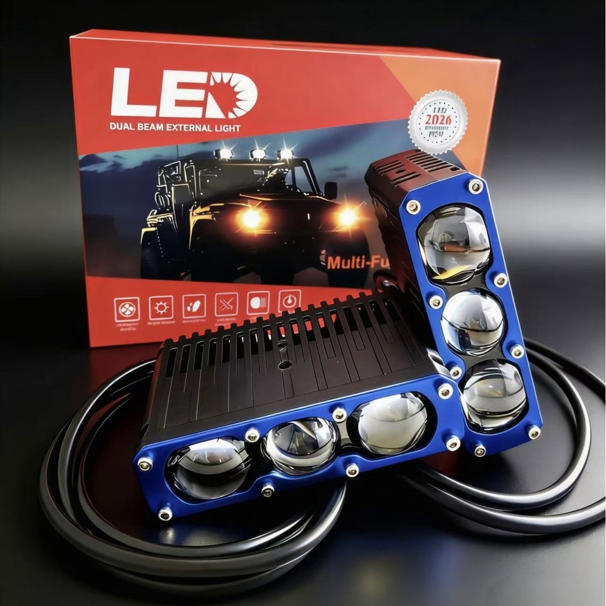 Fábrica de venta caliente de tres ojos de luz láser W5S de luz alta cañón de luz de dos colores superbrillante triple condensador de automóviles de motocicleta