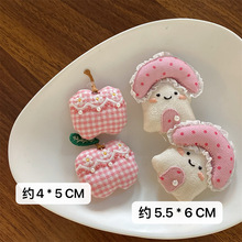 韩国东大门粉色格子波点苹果蘑菇服装辅料配件批发diy饰品包配饰