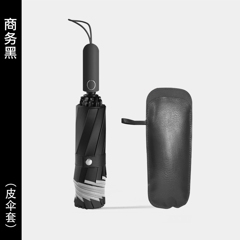 Paraguas, paraguas plegable, paraguas automático de doble varilla inversa, paraguas para lluvia o sol, resistente a tormentas, revestimiento negro engrosado, tamaño grande, doble varilla.