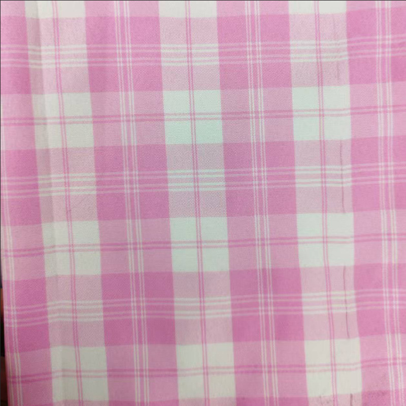 2026 New Model Pink and White Plaid Fabric, Yarn-Dyed Composite Knit Base Fabric, Polyester Oxford Fabric for Bags and Handbags