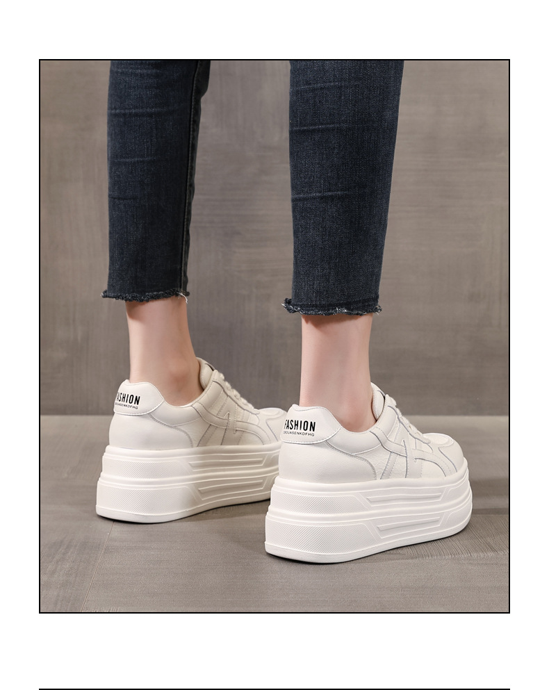 Giày sneaker nữ chunky đế dày tăng chiều cao HJ5005 — Màu be đen chi tiết 16