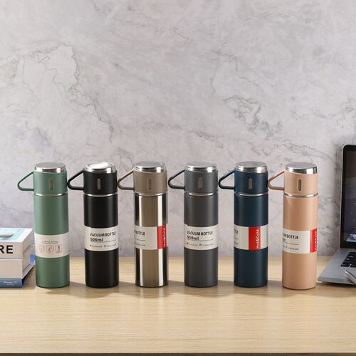 Business 304 stainless steel vacuum insulated cup with three lids, straight body cup, portable gift box set, wholesale