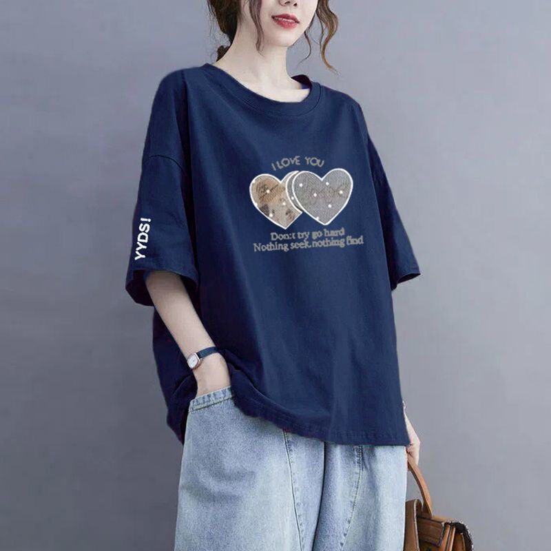 Super plus size 300 Jin Xiaozhong Pregnant Women's Top Mother's Top 2024 Summer Loose New Short Sleeve Women's T-Shirt Slimming