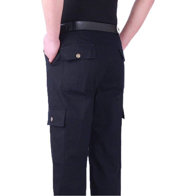Pantalones de trabajo de algodón pantalones de overoles multibolsillos resistentes al desgaste de los hombres pantalones de protección laboral extra grandes pantalones casuales sueltos rectos