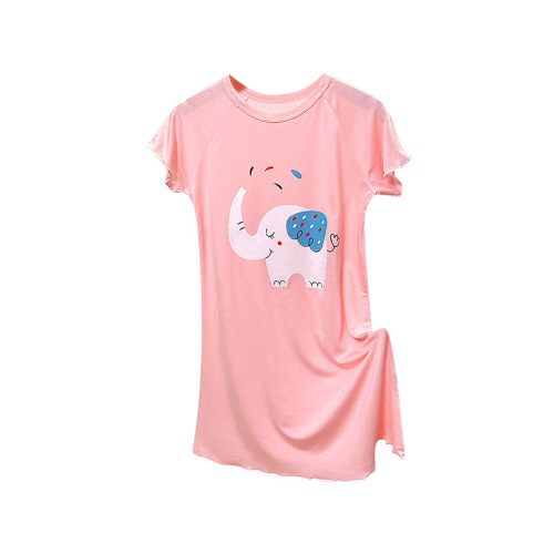 Girls sleep skirt summer thin mother and daughter pajamas princess cartoon Korean version girls short-sleeved air-conditioned clothes home clothes