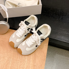 真皮复古内增高德训鞋春夏新款系带休闲运动百搭厚底阿甘鞋子