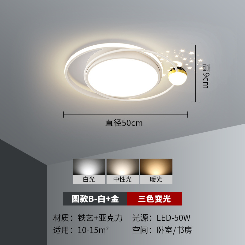 Luz de techo de la sala de estar atmósfera moderna y simple lujoso nórdico luz de proyección de estrellas lámpara de dormitorio Zhongshan lámparas paquete de toda la casa