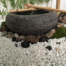 日式石钵庭院流水石钵摆件水景花园石盆户外石缸复古石雕鱼缸水钵