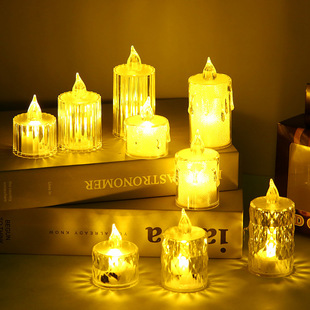 Transparent crystal candle lamp LED electronic candle small tealight bar decorative lamp birthday gift acrylic candle