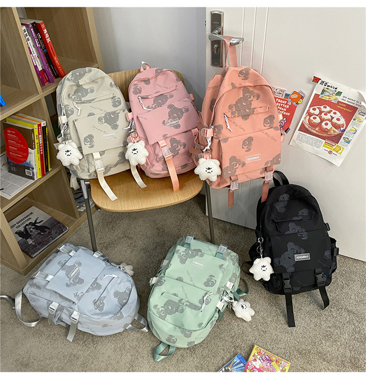 Schoolbag Female Korean Simple Printing Small Pendent Backpack Wholesale display picture 3