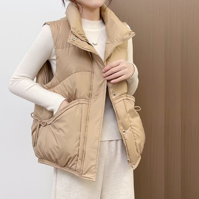 Down cotton vest women wear 2024 five-star cotton-padded jacket vest all-match winter waistcoat warm jacket vest wholesale