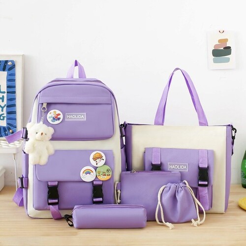 Backpack set of 5, small but spacious, casual and versatile, minimalist casual backpack for primary and middle school students