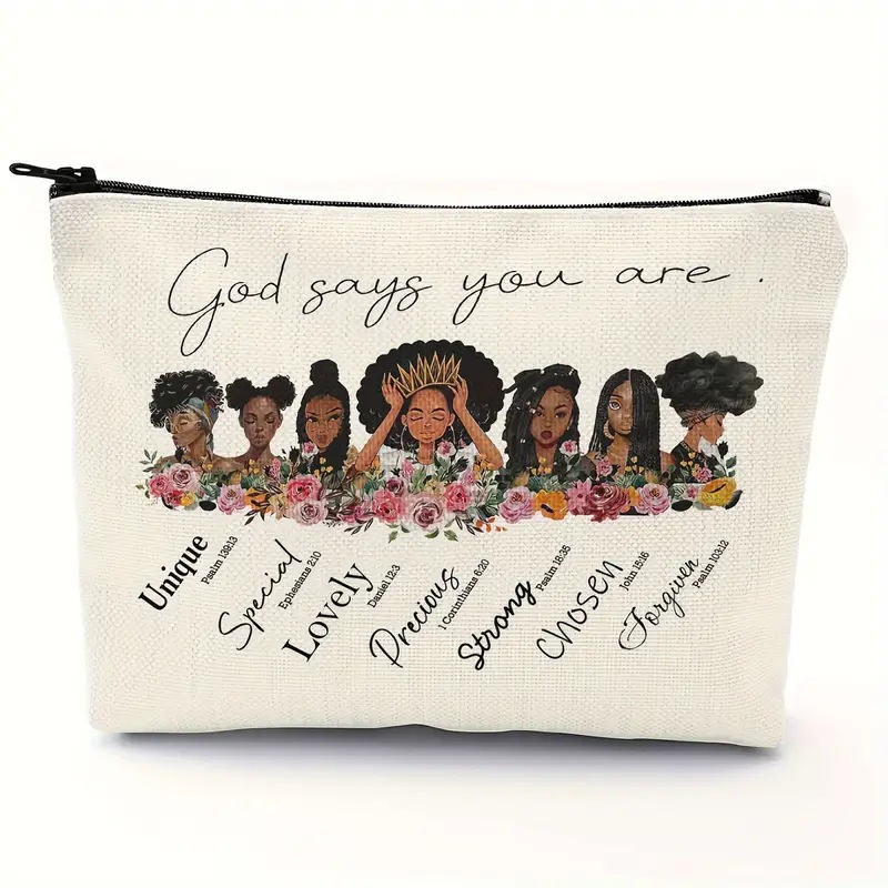 Cross-border Amazon Temu popular negro patrón de lino de doble cara impresión bolsa de cosméticos bolsa de cremallera para las mujeres