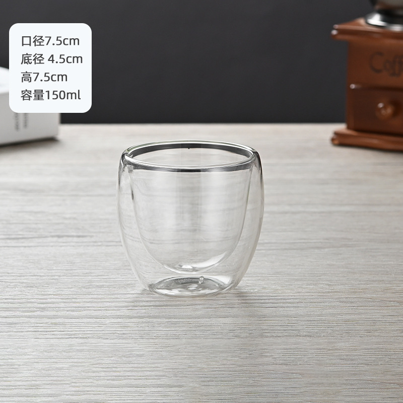 Oficina de doble capa de vidrio con mango aislado té de doble capa taza de café taza de vidrio transparente taza de leche