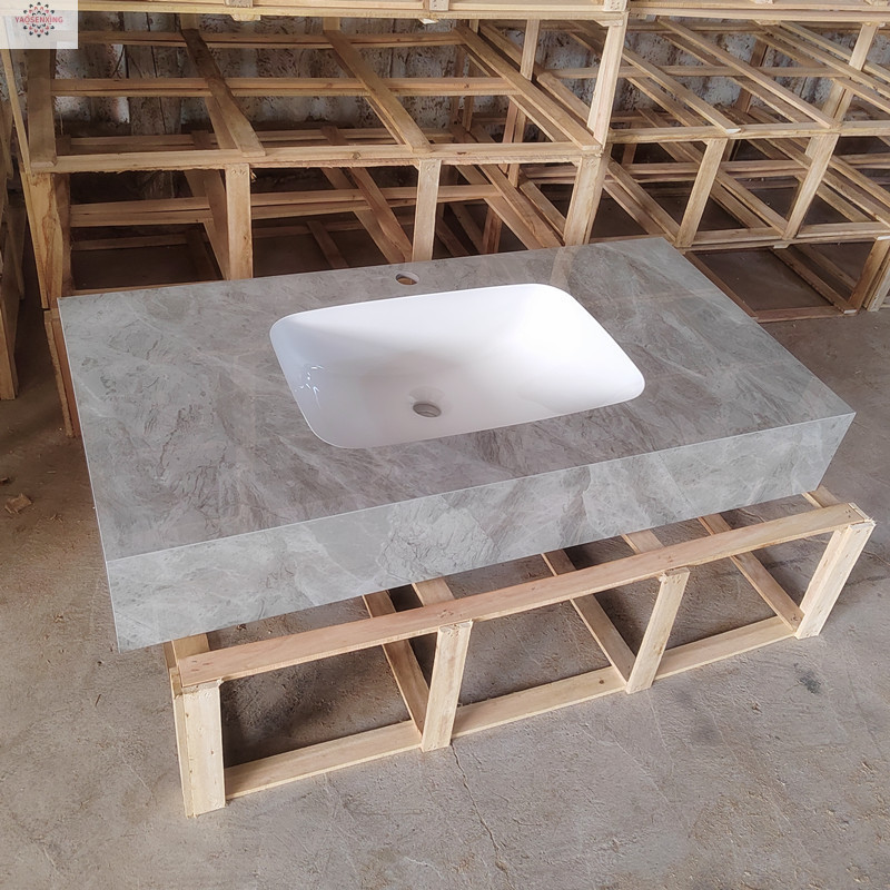 Light luxury rock plate washbasin, bathroom cabinet combination, bathroom integrated ceramic seamless basin, simple and modern washbasin undefined