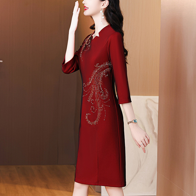 qwfs7707妈妈婚宴旗袍喜服结婚礼服2025秋季新款气质优雅连衣裙女|undefined