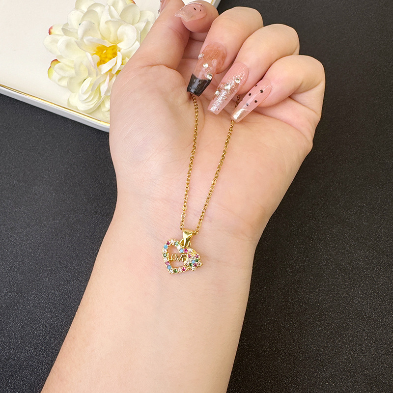 Collar de amor con incrustaciones de diamantes de oro de arena vietnamita con líneas en forma de corazón Pulsera Moda Advanced Sense Joyas que no se desvanece durante mucho tiempo