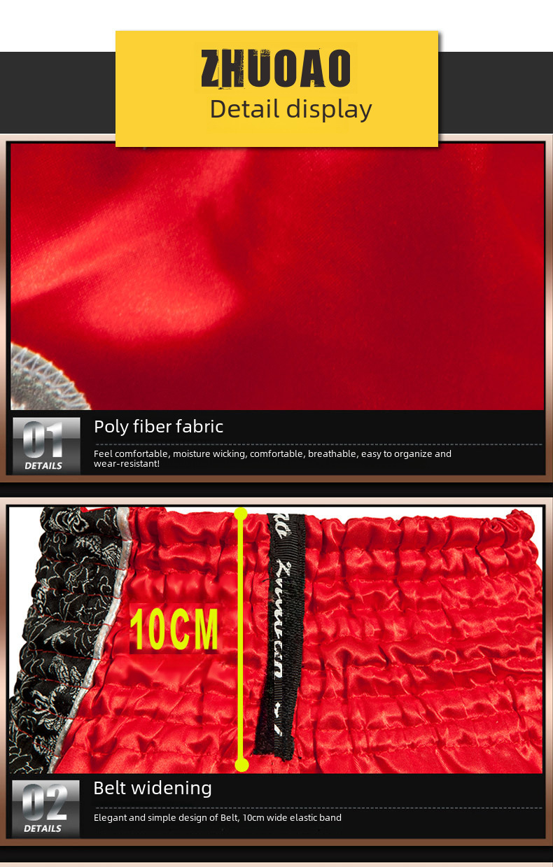 Zhuoao Thai boxing pants fighting pants Thai boxing pants head shorts boxing loose pants training fighting shorts