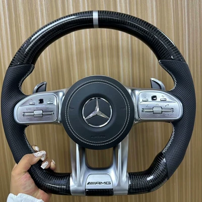 Suitable for Mercedes-Benz carbon fiber steering wheel modification, AMG809 top-grain leather, upgradeable for all Mercedes-Benz models, including installation