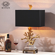 跨境美式复古创意珊瑚水晶台灯卧室床头灯欧式外贸酒店样板间装饰