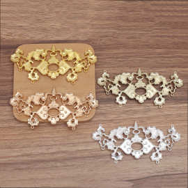 (14800)diy配件镂空多孔大莲纹合金连接件