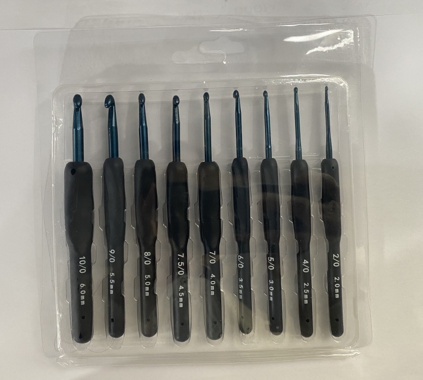 Amazon nuevo producto mango de silicona azul juego de ganchillo suéter de lana herramienta de tejido ganchillo de mango suave azul