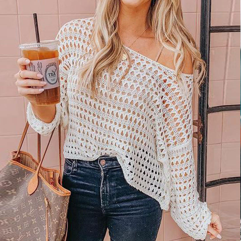140g Weight Sunscreen Shirt Outerwear Type Women's Vacation Simple Style Solid Color Hollow Out Cover Ups