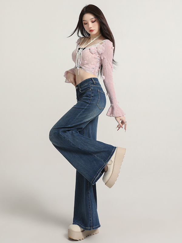 微喇牛仔裤女2025秋季新款流行高腰阔腿宽松显瘦不贴腿喇叭裤子|undefined