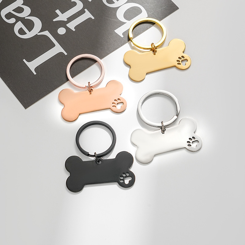 Cross-Border Stainless Steel Keychain Pet Necklace Hollow Dog Bone Metal Tag Anti-Lost Dog Tag Pendant Can Be Engraved Cross-Border Stainless Steel Keychain Pet Necklace Hollow Dog Bone Metal Tag Anti-Lost Dog Tag Pendant Can Be Engraved