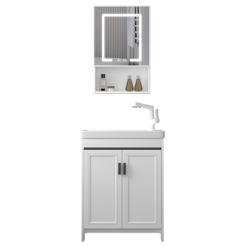 gabinete de lavabo de aluminio espacio cerámica integral lavabo balcón lavabo