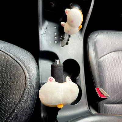 Manual and Automatic Gear Cover, Sürətlər qutusu və əl tormozu başlıqları - corgi-butt-black-short-velvet-gear-shift-cover-handbrake-cover