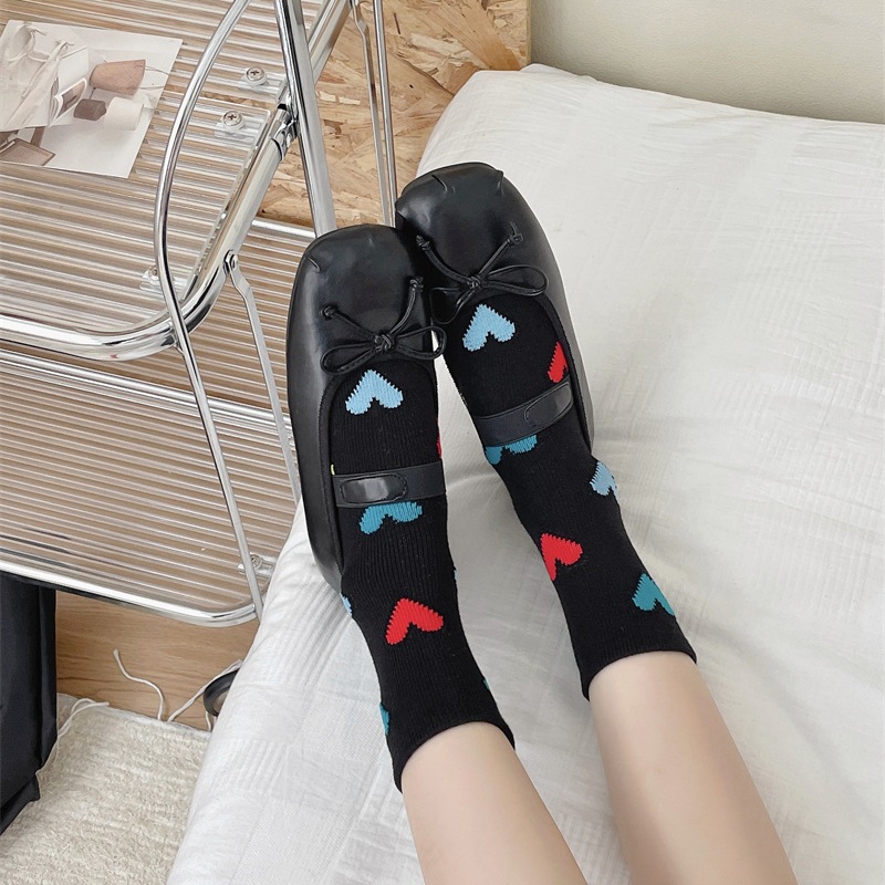 Unisex Japanischer Stil Süss Herzform Baumwolle Crew Socken Ein Paar display picture 9