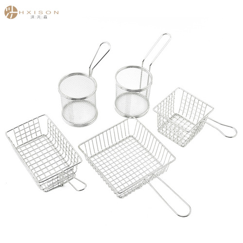 Stainless steel French fries frying basket Snack filter frying net draining grid Western food basket food chicken nuggets frying basket