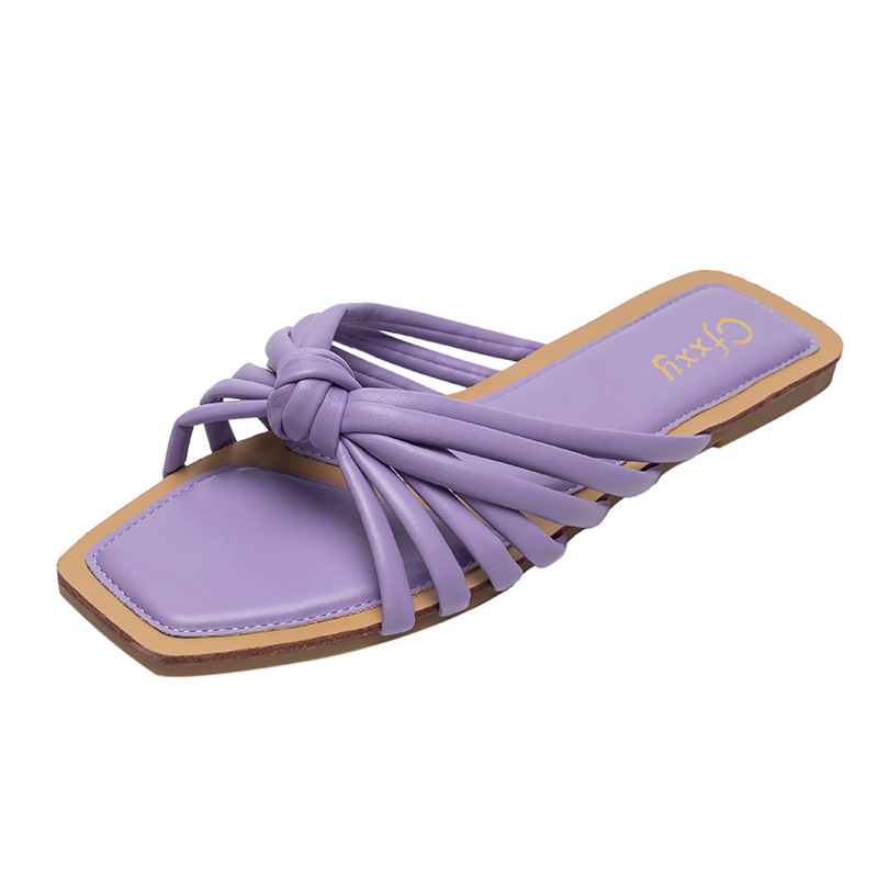 Tek Kelime Örgülü Düz Sandalet Ve Terlik Yaz Modası Hollow Beach Terlik_voghion.com