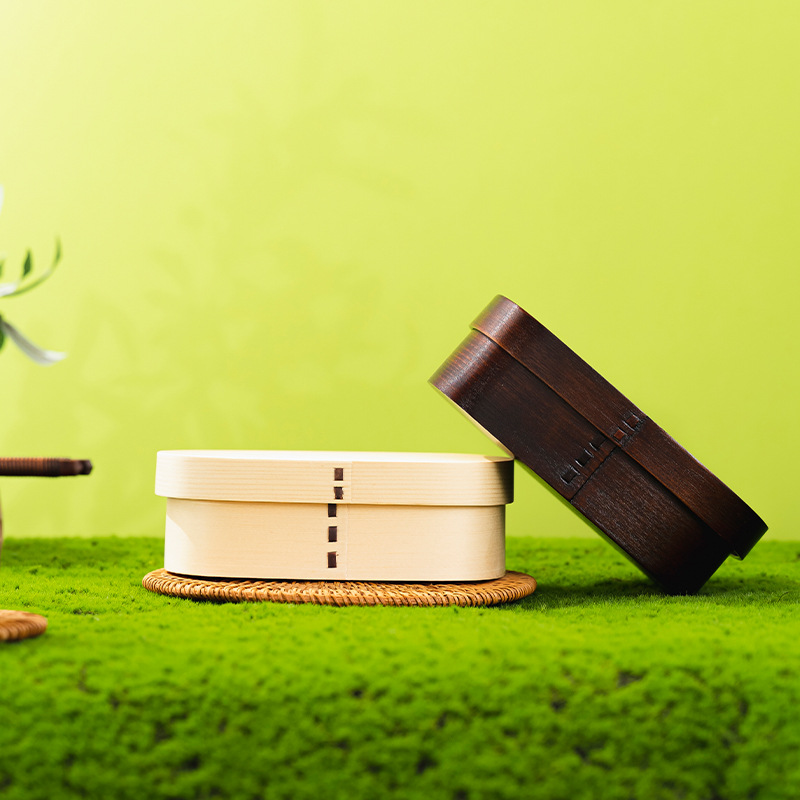 Caja bento de estilo japonés retro de madera de sauce curvo de múltiples especificaciones, caja de fruta fresca no sellada, fábrica al por mayor