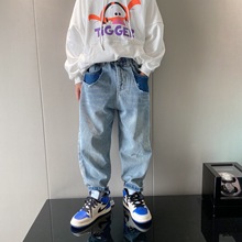 童装儿童破洞牛仔裤2023新款中大童长裤男童裤子春秋季休闲宽松潮