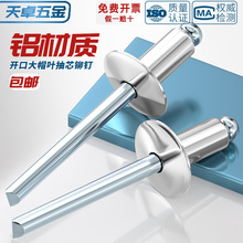 国标铝制 大帽抽芯铆钉 圆头开口型  大头拉钉 大扁头汽车拉铆钉