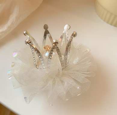 Girls Crown Headdress Children's Crown Princess Barrettes Mesh Super Fairy Baby Hair Clip Does Not Hurt Hair Little Girl Hair Accessories