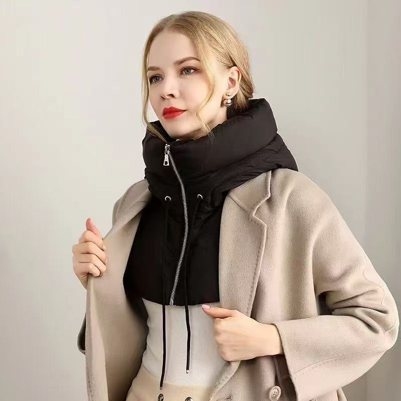 European and American style cross-border shawl-style zippered hooded new warm coat with detachable faux collar and hood, thickened for windproof outdoor cycling