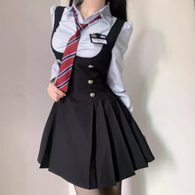 学院风jk制服收腰显瘦短袖衬衫背带连衣裙两件套装女夏纯欲风裙子