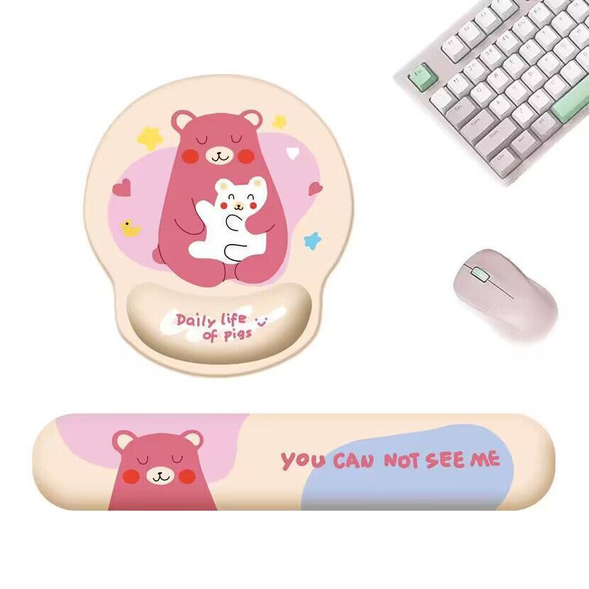 Nuevo ins lindo cartón de dibujos animados oso muñeca almohadilla de ratón para hombres y mujeres de oficina almohadilla de ratón para computadora soporte de teclado suave