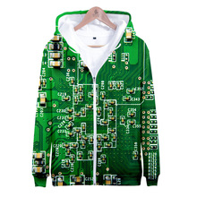 2021春季新款 电子芯片3d印花男女款创意拉链卫衣