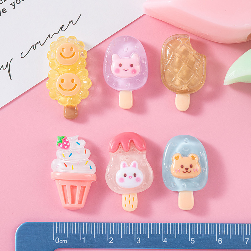 Nuevo hielo transparente simulación Popsicle resina accesorios DIY crema pegamento material al por mayor tocado decoración fresa cono de maíz