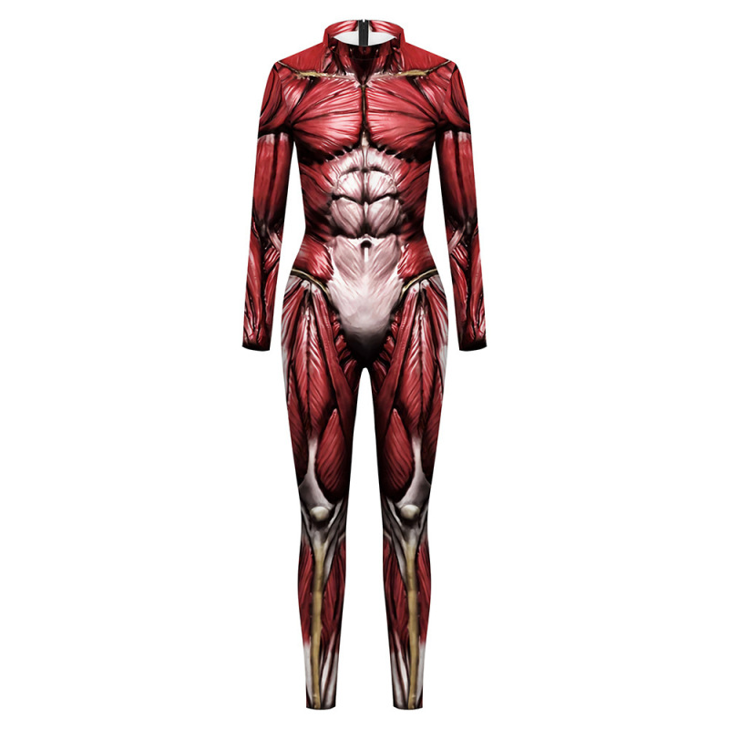 速売通欧米ハロウィーンcoslay人体筋肉線3dデジタルプリント連体レオタード|undefined