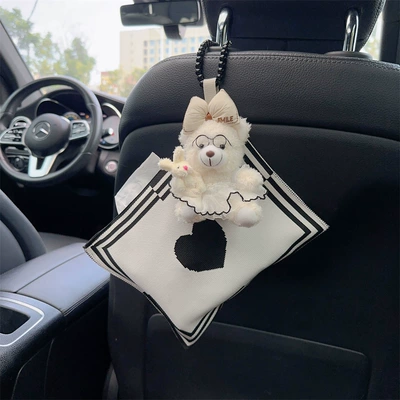 pumping creative cute cartoon hanging | Car tissue box/set - white-rabbit-skirt-bear-love-paper-bag